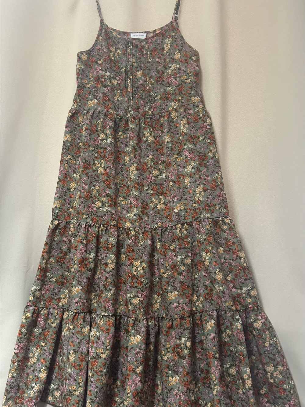 Tiered Floral Maxi Skirt in Olive Green - Women's Maxi